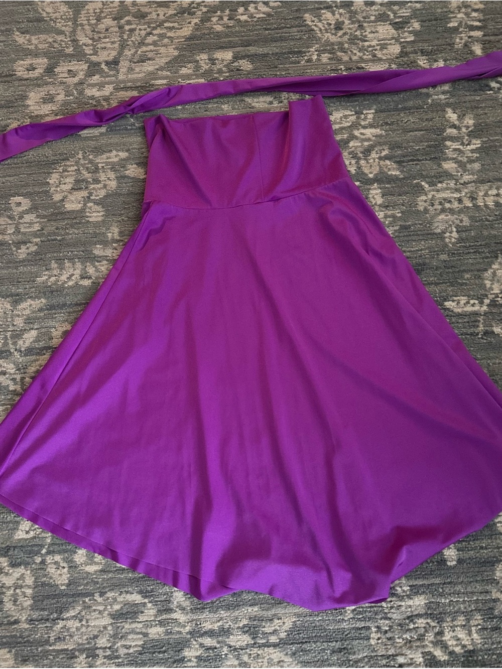 VENUS Strapless Fuchsia-Purple A-Line Dress with Waist Tie